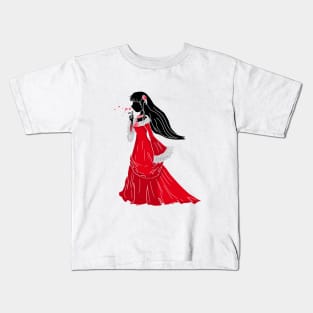 Anime Girl Flower Retro Kids T-Shirt